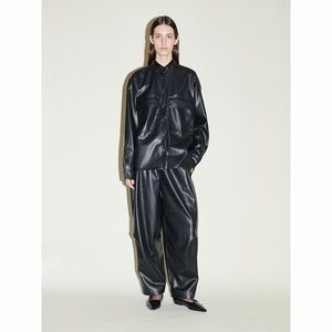 JAKKE Black Faux Leather Shirt Size Medium